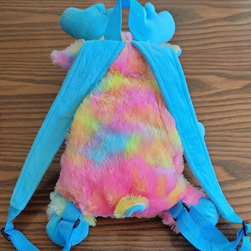 NWT -- Plush Rainbow Moose Backpack - Blue Accents